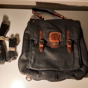 Black Rivet Messenger Bag/Backpack